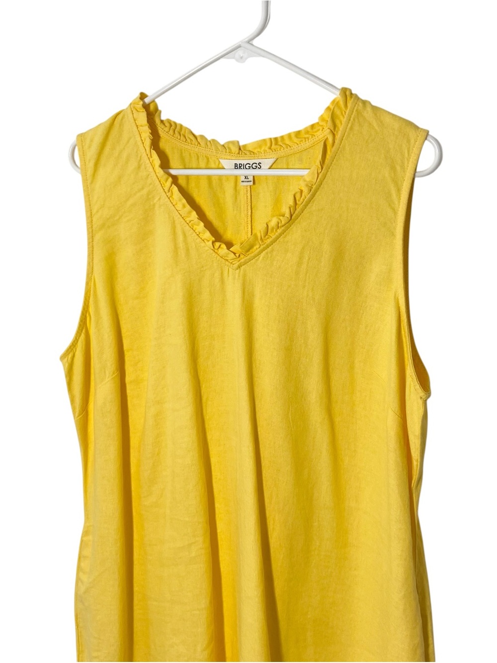 BRIGGS Linen Ruffle Neckline Shift Dress - Picture 3 of 6